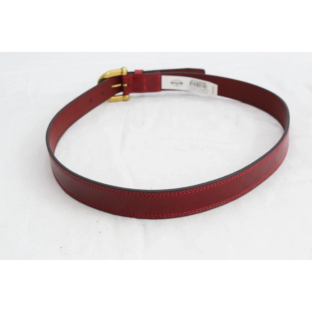Fossil Leather Belt M Red Modern C Buckle Womens Classic Gold Hardware Rodeo